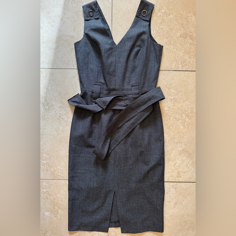 Dorothy Perkins Gray Sheath Dress V-Neck Sleeveless